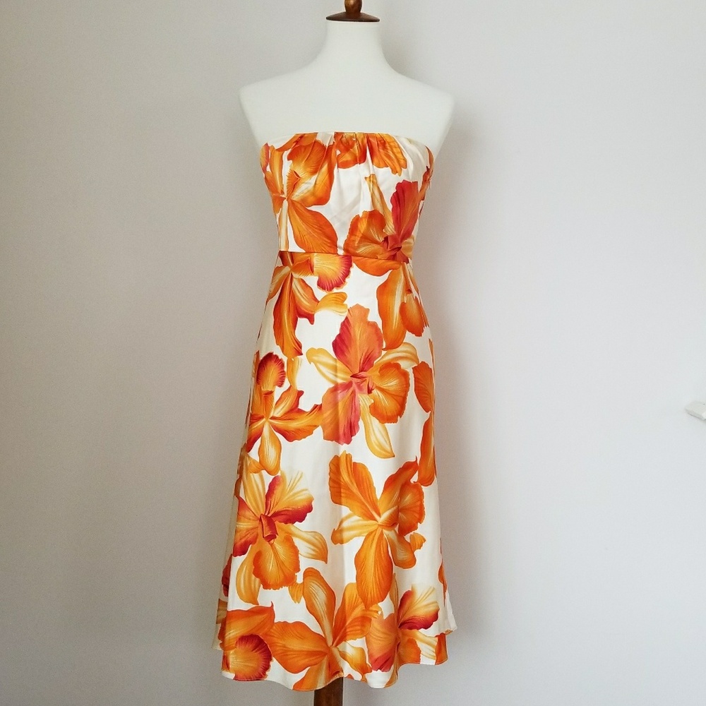 Banana Republic 100% Silk Tropical Hibiscus Dress